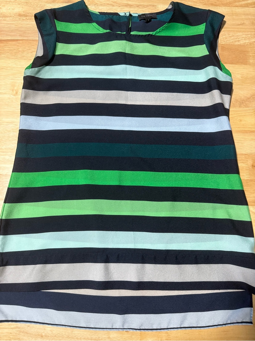 The Limited Women’s Small Green Striped Sleeveless High Low Blouse Top
